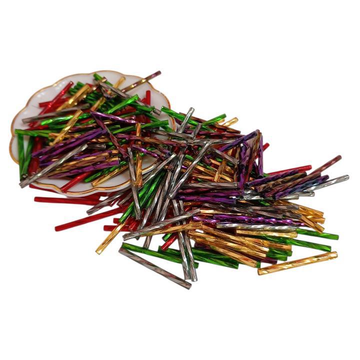 Margele de sticla - Bugles tubulara sucite - 50 Gr - 30mm