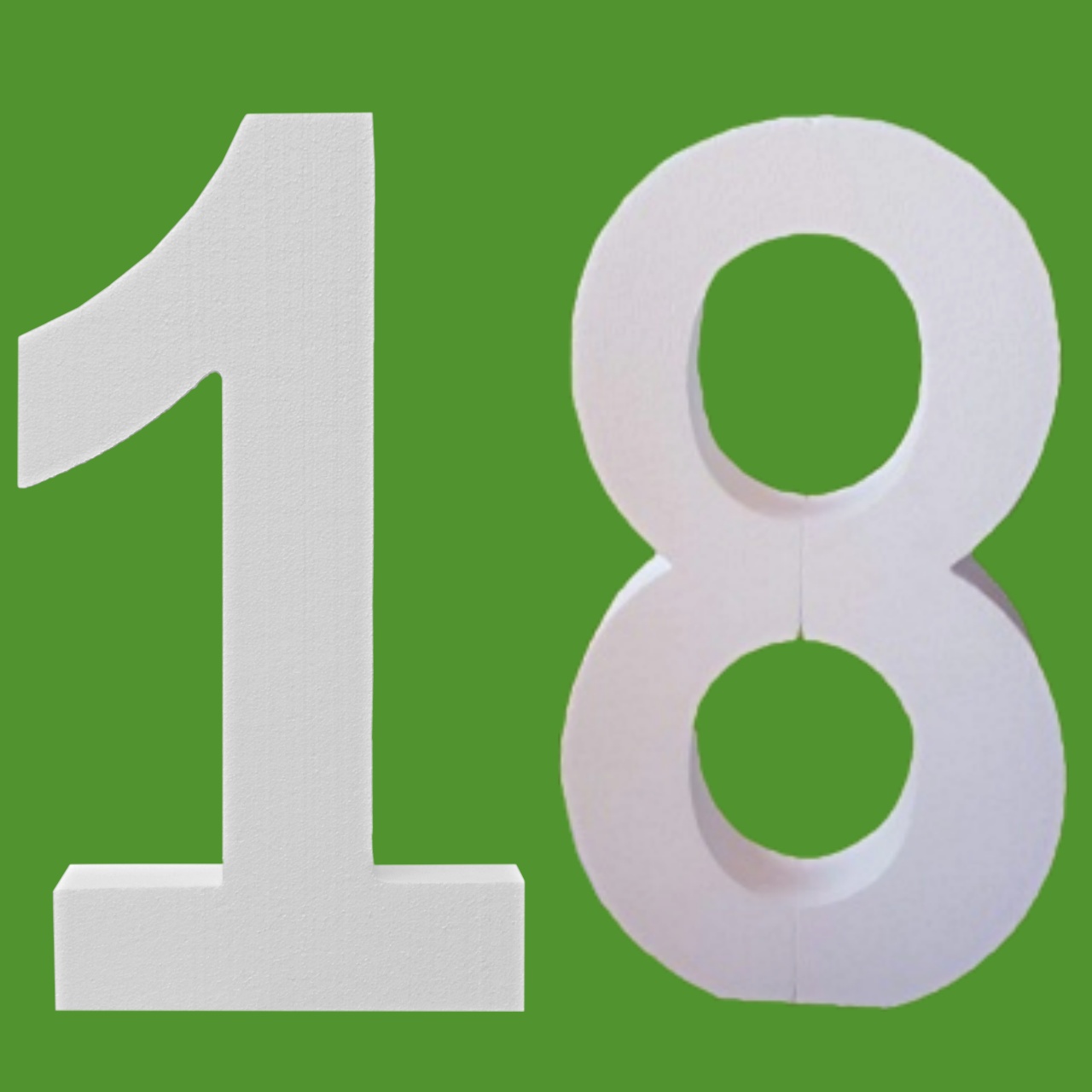 Cifra 18 din polistiren alb