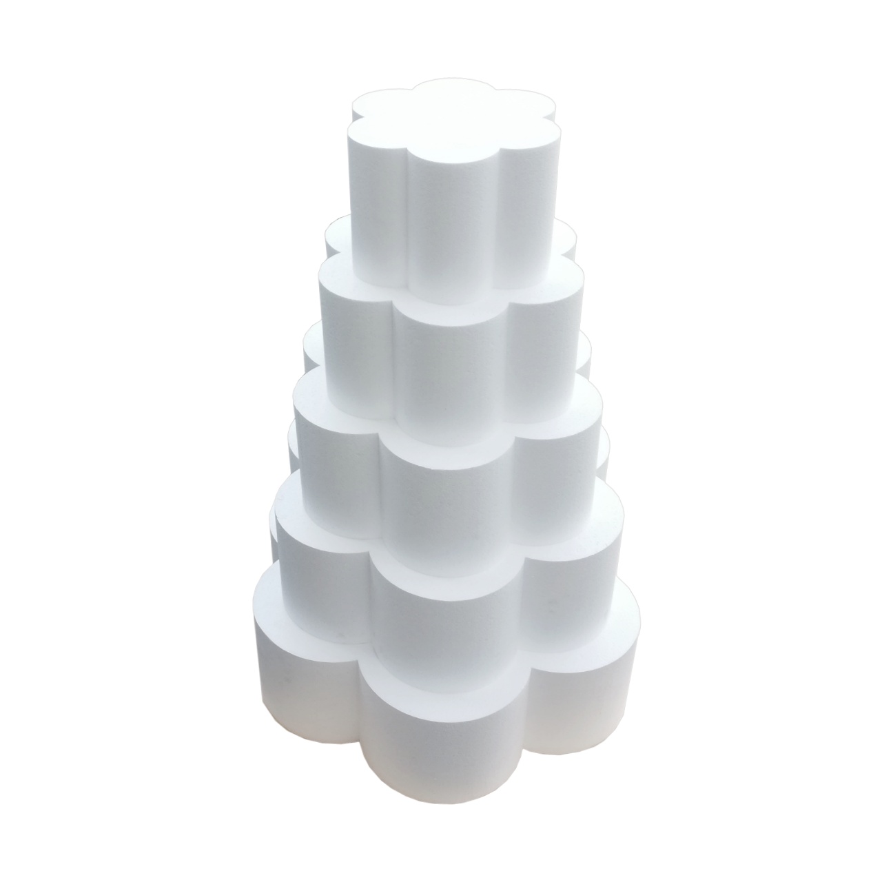 Macheta tort floare cu 6 petale - 5 etaje - Lungimea etajelor: 20cm + 25cm + 30cm - 35cm + 40cm